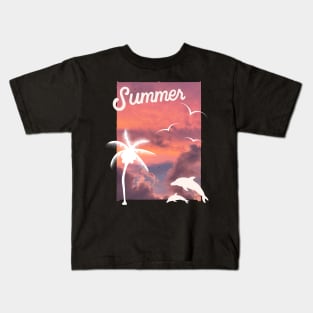 Hello summer Beach summertime Adventure travel lover palm tree sun Kids T-Shirt